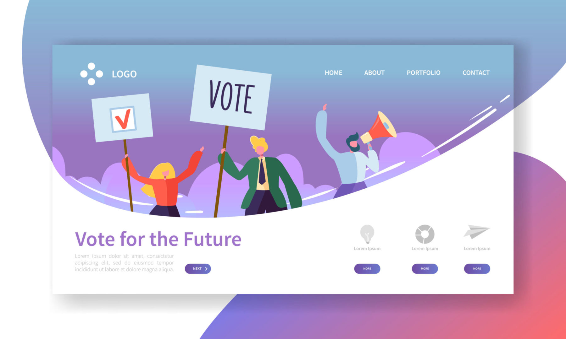 Voting Elections Landing Page Template. Business People Characters Political Meeting Concept for Website or Web Page. Easy Edit. Vector illustration