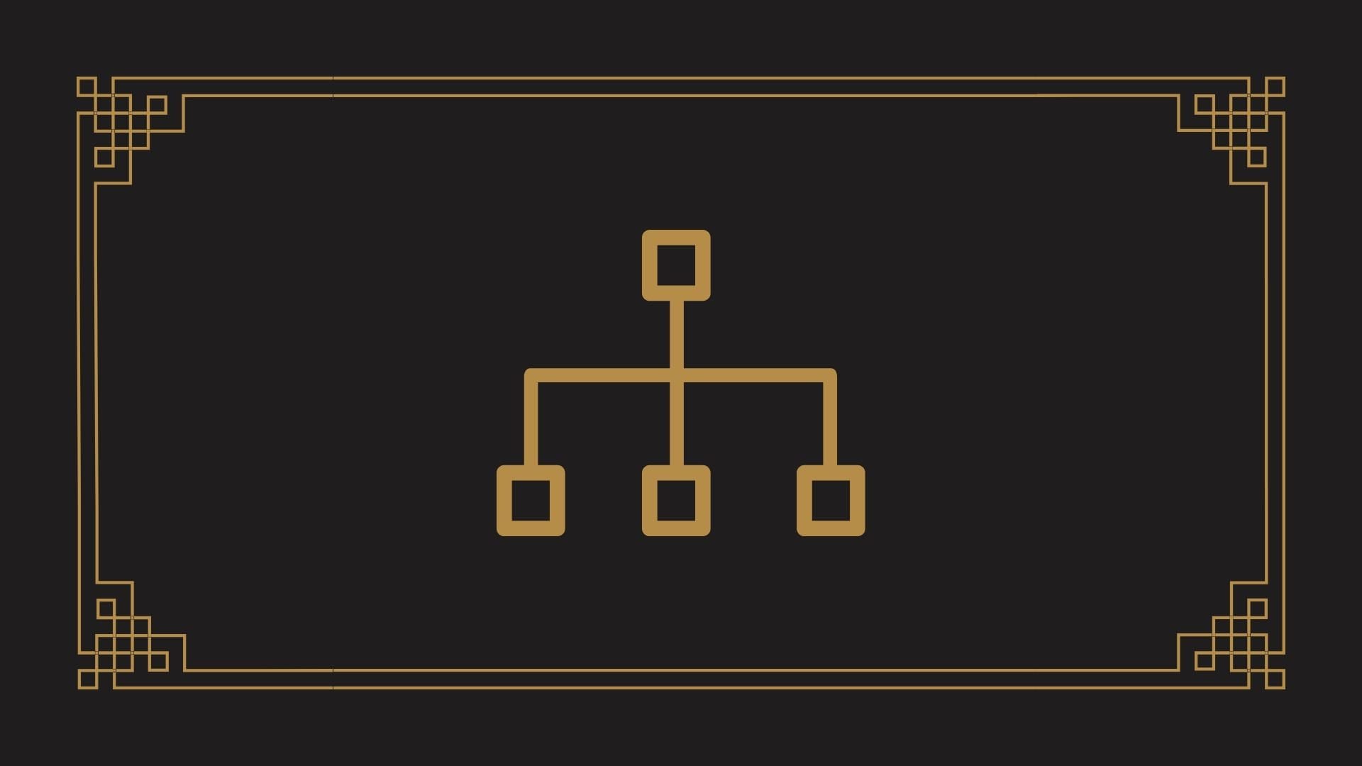 A golden silo diagram crown on a black background.