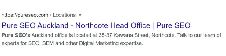 screenshot of Pure SEO metadata on Google SERP