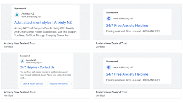 Anxiety NZ SEM strategy Ads example